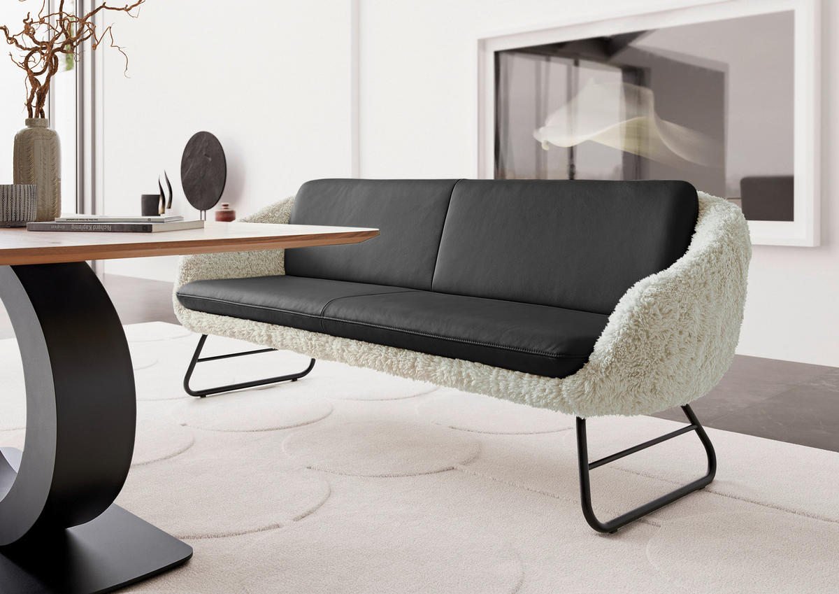 SITZBANK 219/87/78 cm  in Dunkelbraun, Beige  - Dunkelbraun/Beige, Design, Leder/Textil (219/87/78cm) - Koinor