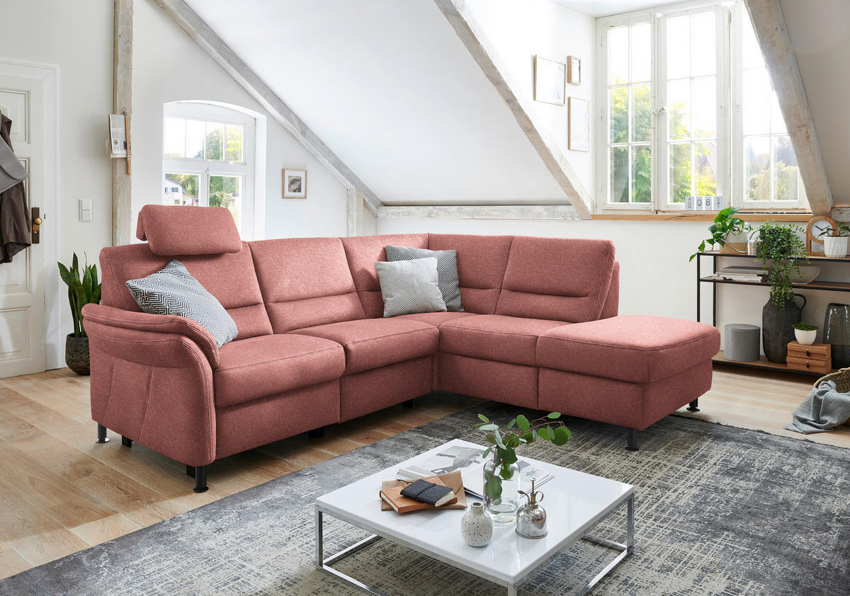 ECKSOFA in Flachgewebe Rot  - Rot/Schwarz, Modern, Textil/Metall (227/203cm) - Beldomo System