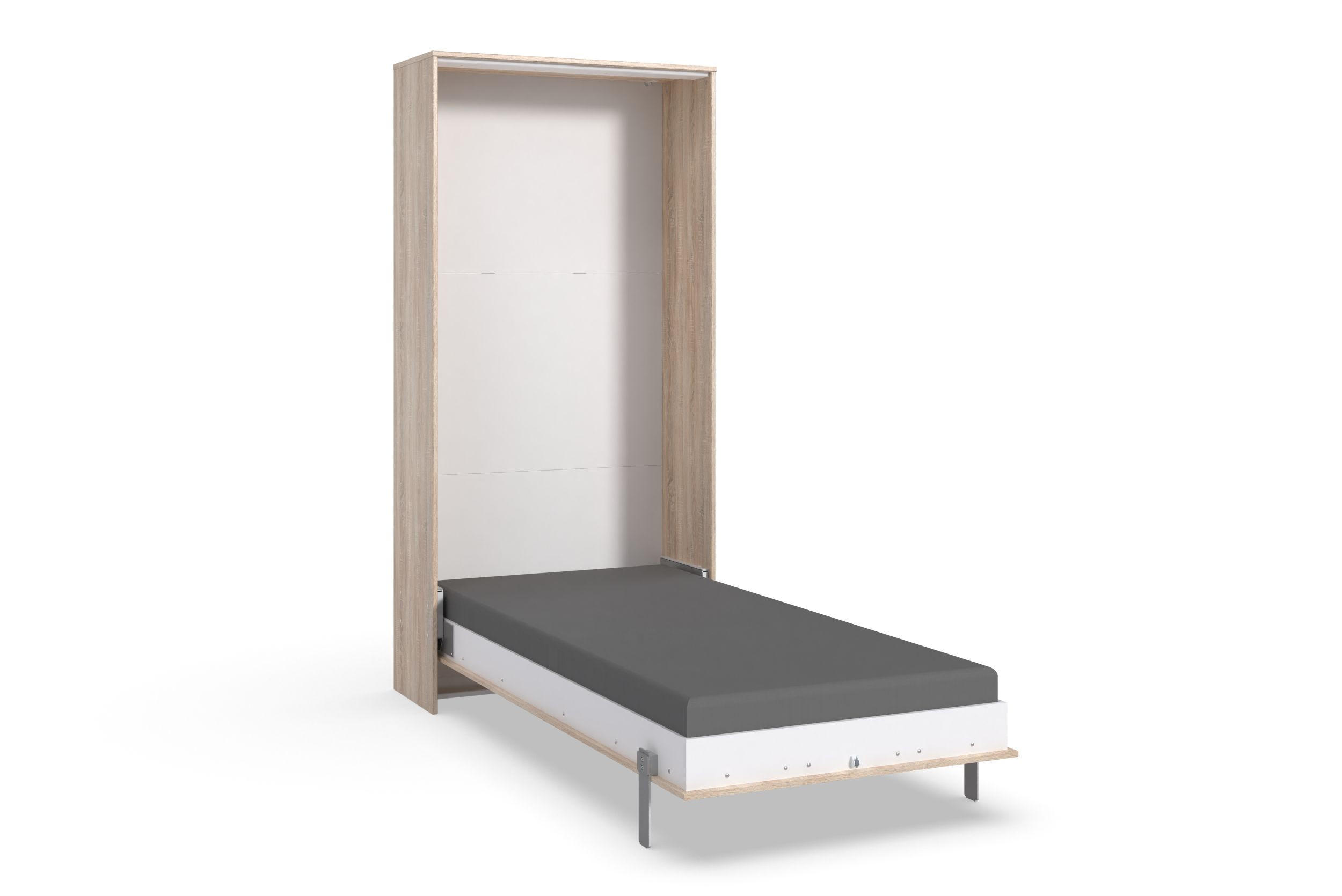 SCHRANKBETT 90/200 cm Weiß, Sonoma Eiche  - Weiß/Sonoma Eiche, KONVENTIONELL, Holz/Holzwerkstoff (90/200cm) - MID.YOU