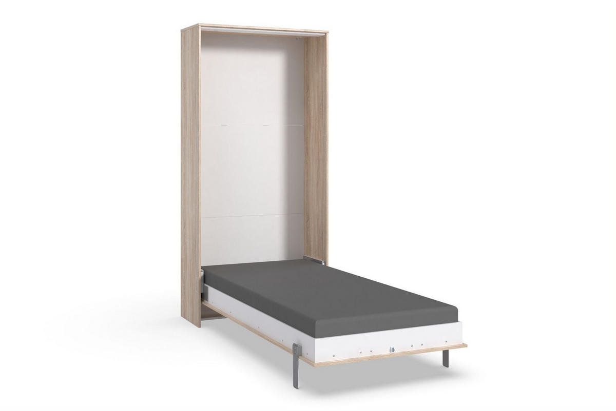 SCHRANKBETT 90/200 cm Weiß, Sonoma Eiche  - Weiß/Sonoma Eiche, KONVENTIONELL, Holz/Holzwerkstoff (90/200cm) - MID.YOU