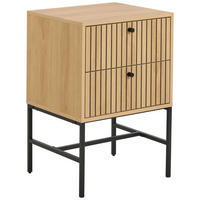 NOČNA OMARICA, furnirano hrast črna, barve hrasta  - črna/barve hrasta, Design, kovina/leseni material (45,6/70/40cm) - MID.YOU