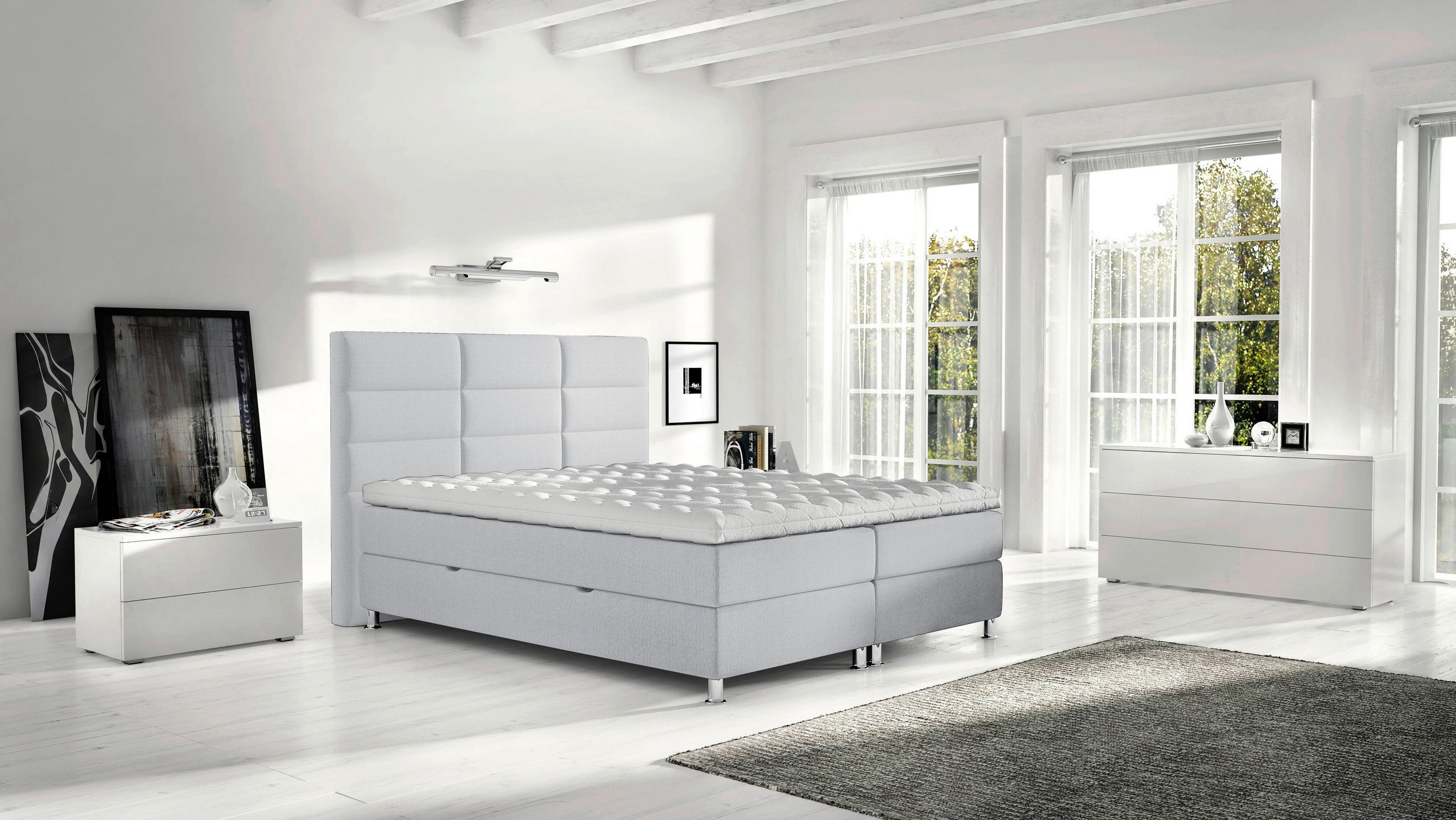 Thumbnail - Carryhome Boxbett, Greige, Textil, H2, 7-Zonen, Höhe ca. 20 cm, 140x200 cm, Topper durchgehend, in verschiedenen Größen ...