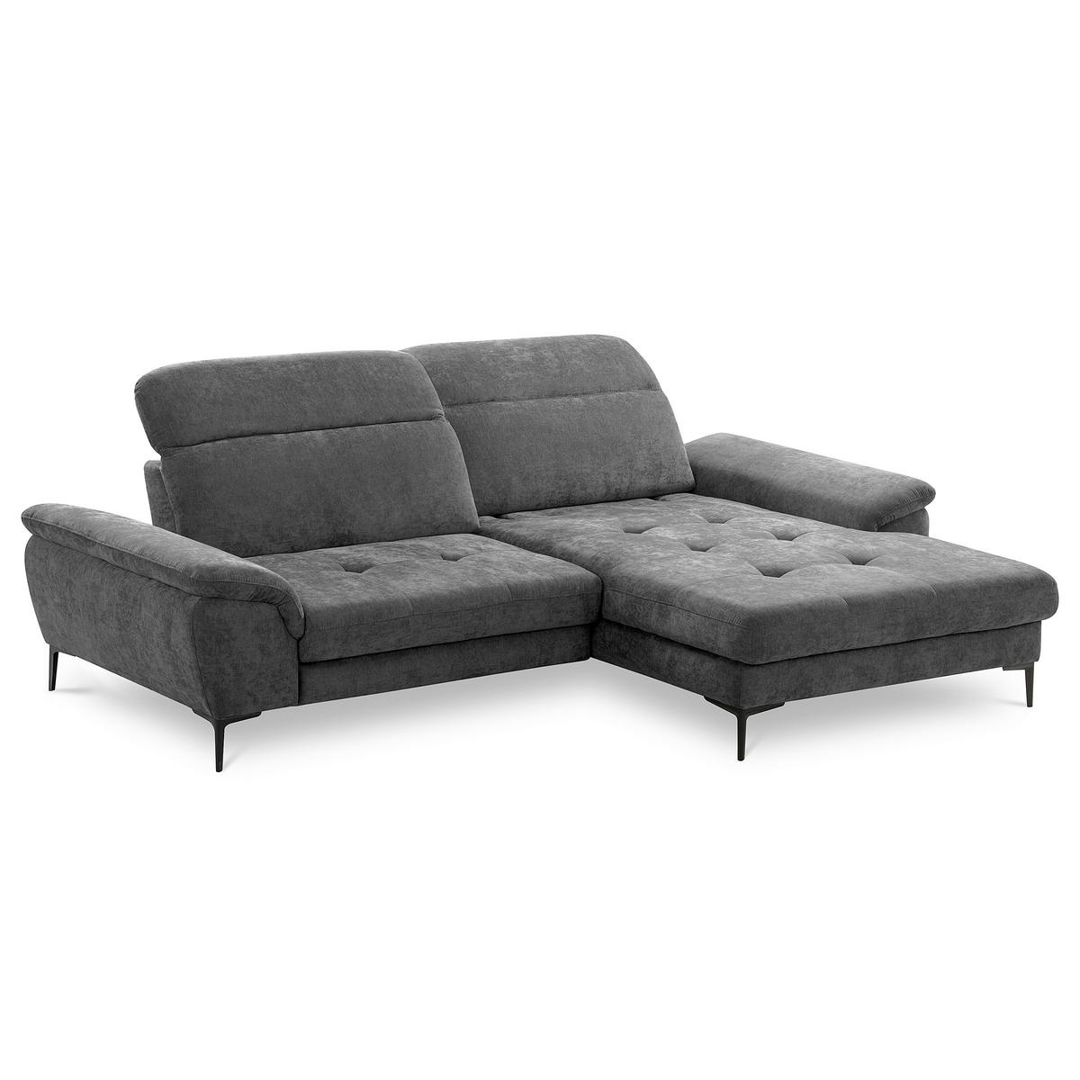 ECKSOFA  Webstoff Schwarz  - Schwarz, Design, Textil/Metall (268/195cm) - Livetastic