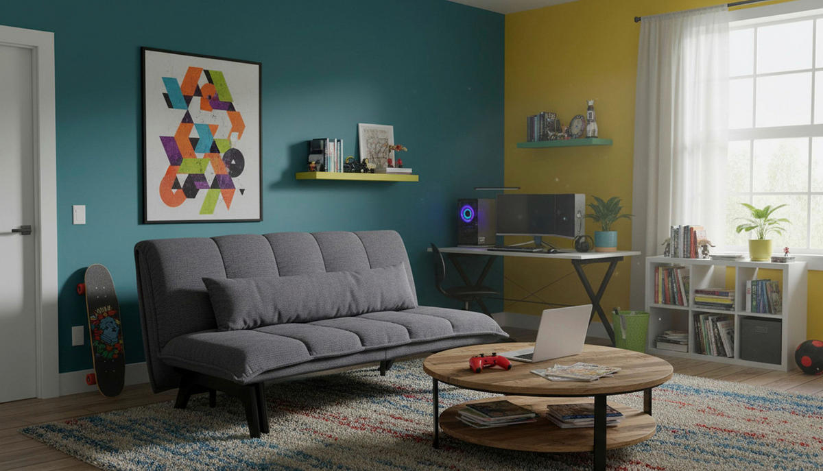 SCHLAFSOFA  in Webstoff Grau  - Schwarz/Grau, Design, Holz/Textil (148/82/98cm) - Stylife