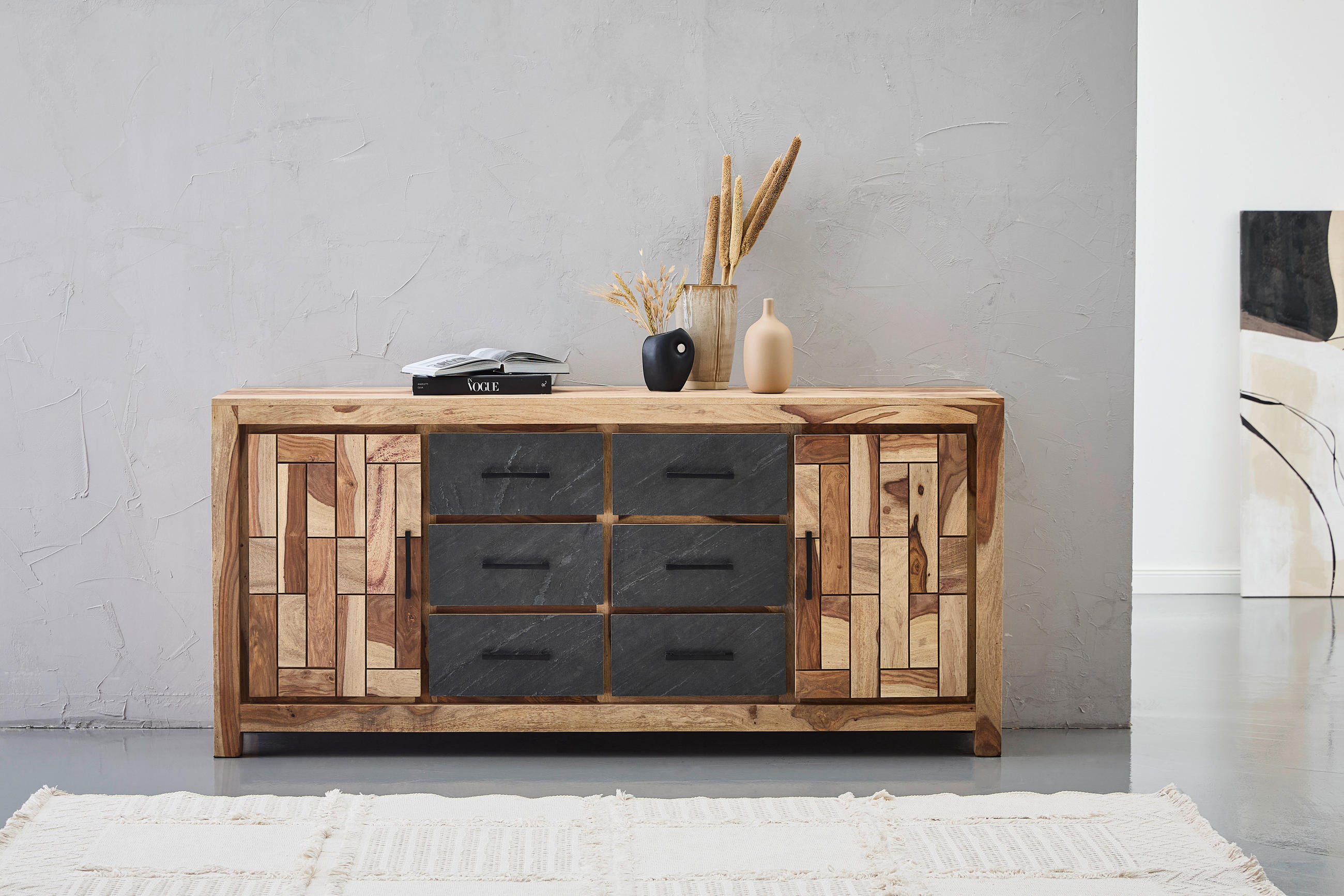 SIDEBOARD 175/80/40 cm  in  - Schwarz/Naturfarben, Natur, Holz/Metall (175/80/40cm) - Livetastic