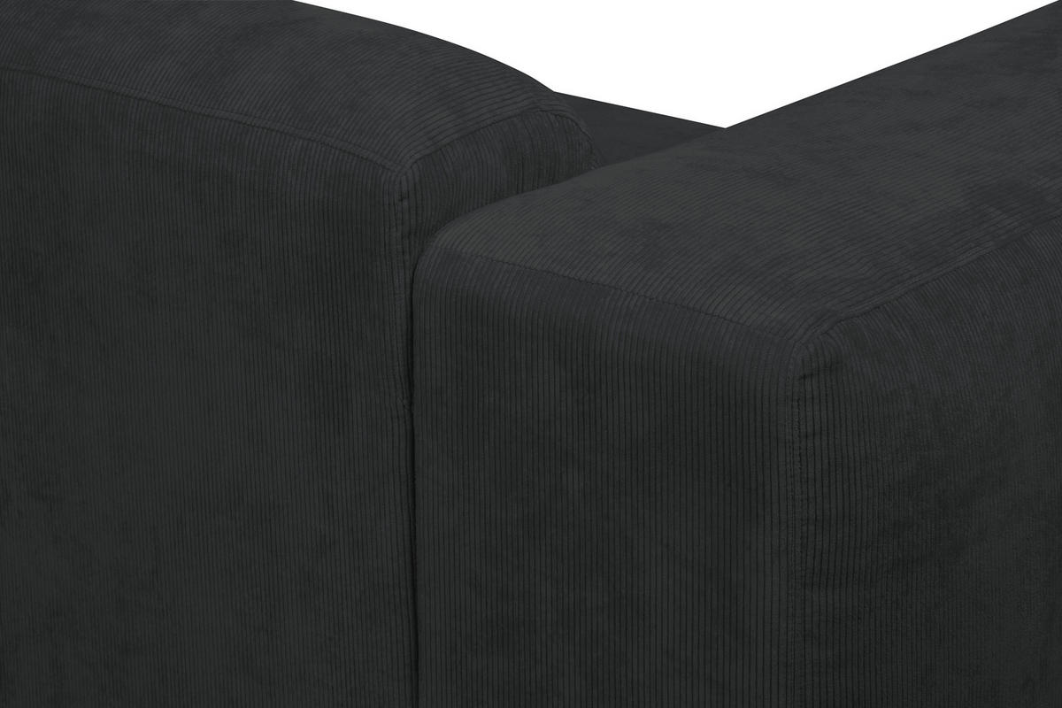 ECKSOFA in Cord Schwarz  - Schwarz, Design, Kunststoff/Textil (343/170cm) - MID.YOU