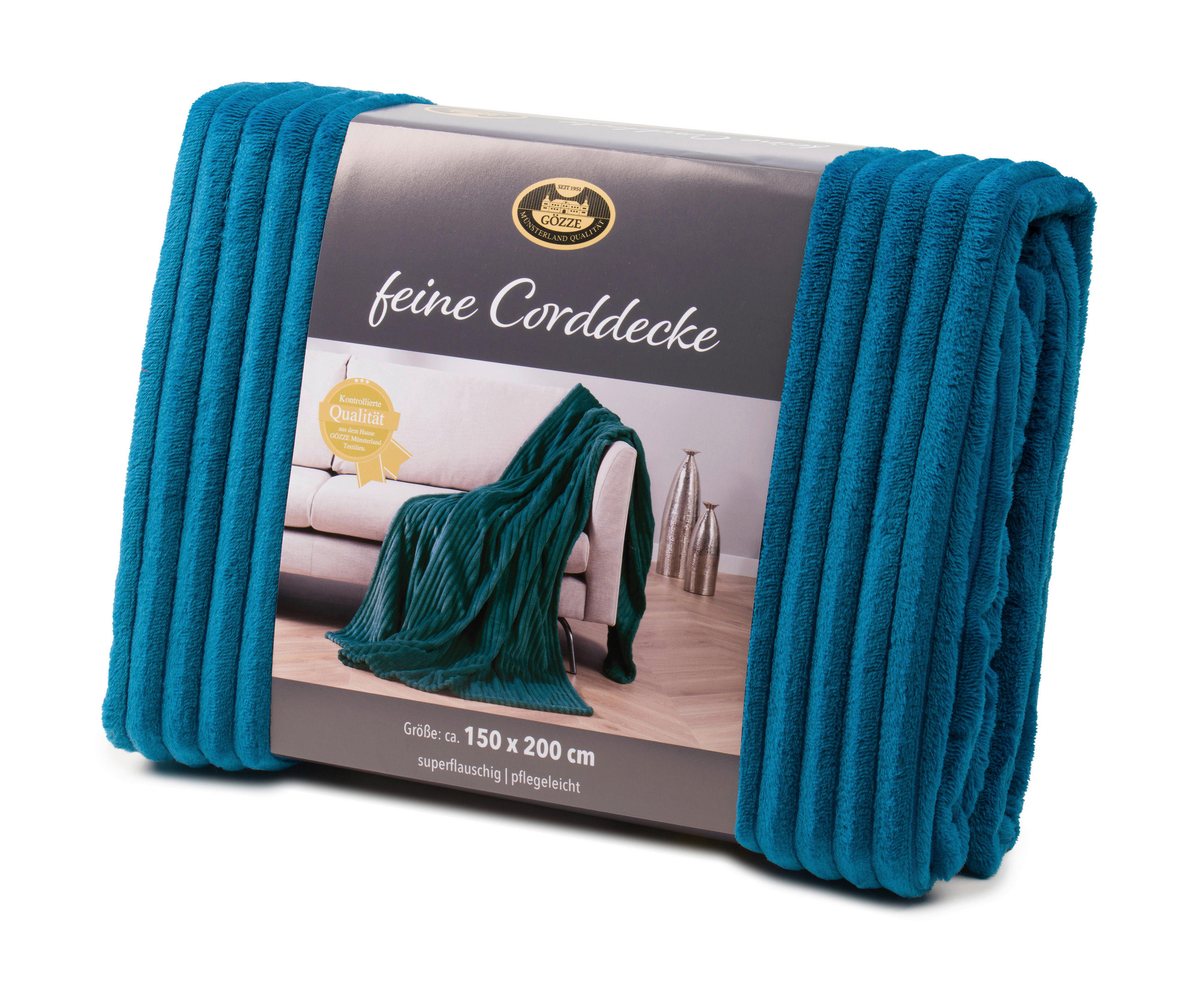 WOHNDECKE 150/200 cm  - Petrol, Basics, Kunststoff (150/200cm)