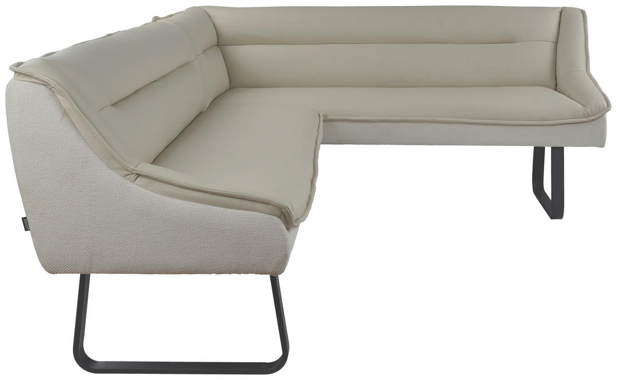 ECKBANK 237/178 cm Struktur Echtleder Schwarz, Beige   - Beige/Schwarz, Design, Leder/Textil (237/178cm) - Novel