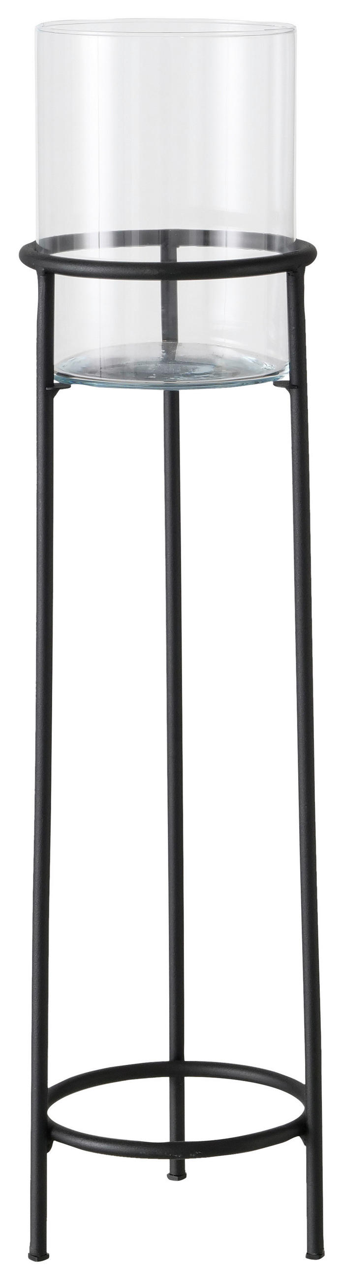 WINDLICHT Schwarz 20/73 cm  - Schwarz, Design, Glas/Metall (20/73cm) - Boltze Home