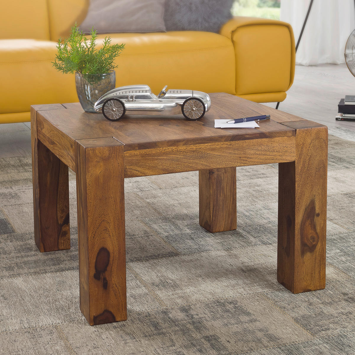 COUCHTISCH Sheesham massiv 60/60/40 cm quadratisch Sheeshamfarben  - Sheeshamfarben, Design, Holz (60/60/40cm) - MID.YOU