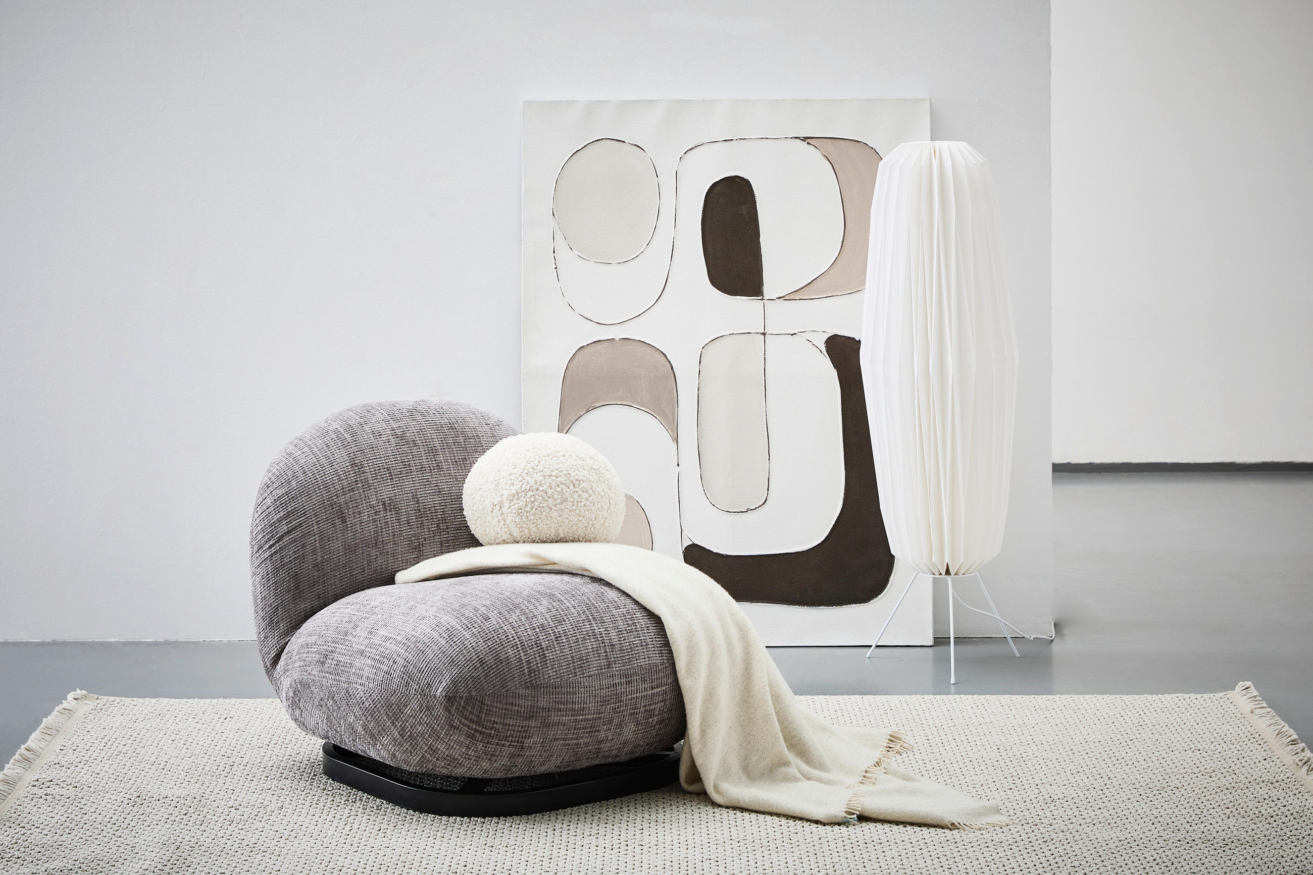 SESSEL in Cord Hellgrau  - Hellgrau/Schwarz, Trend, Textil/Metall (75/66/87cm) - P & B