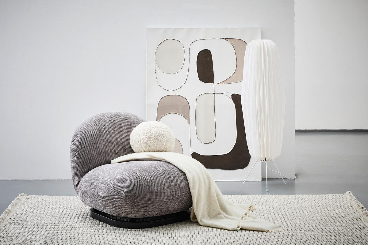 SESSEL in Cord Hellgrau  - Hellgrau/Schwarz, Trend, Textil/Metall (75/66/87cm) - P & B