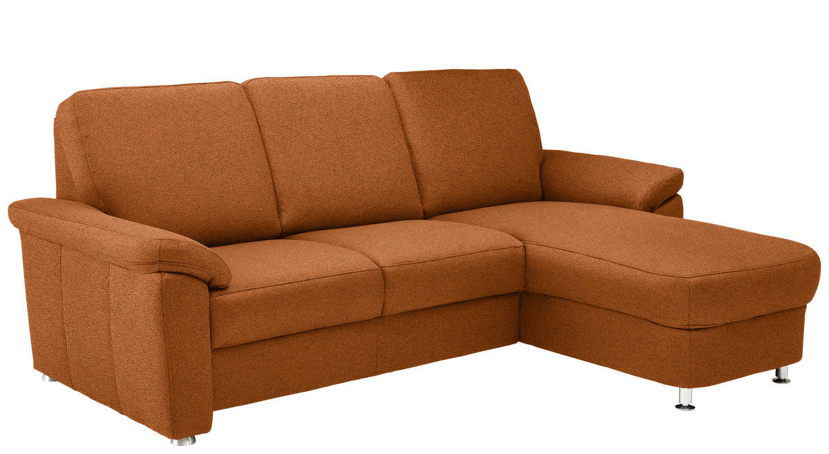 ECKSOFA in Webstoff Cognac  - Chromfarben/Cognac, Konventionell, Textil/Metall (220/163cm) - Beldomo System