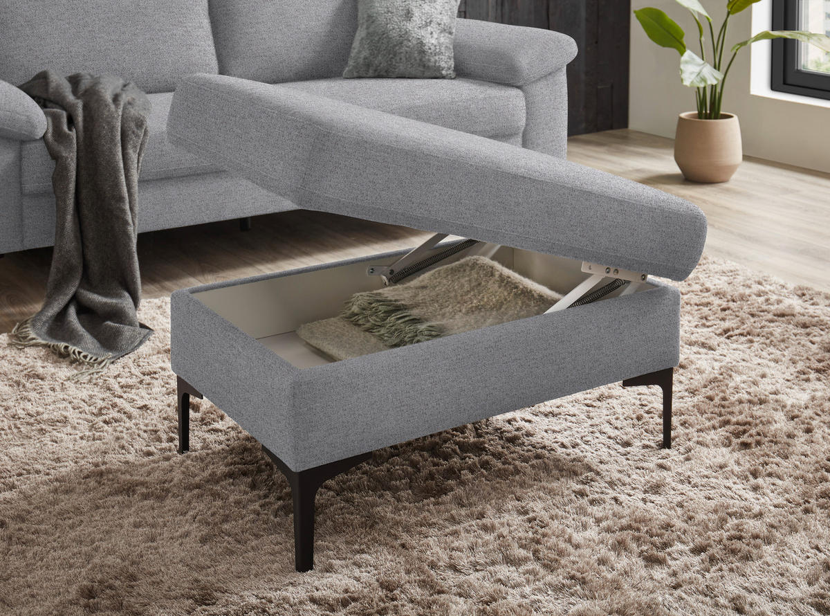 3-SITZER-SOFA in Flachgewebe Hellgrau  - Hellgrau/Schwarz, Design, Textil/Metall (226/89/97cm) - Pure Home Lifestyle