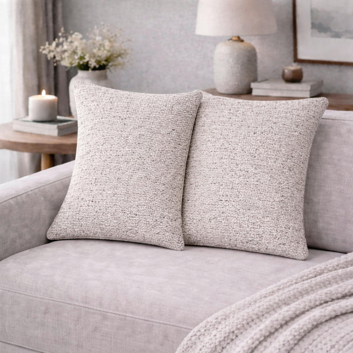 KISSENHÜLLEN-SET FJELLA 40/40 cm  - Hellgrau, Basics, Textil (40/40cm)