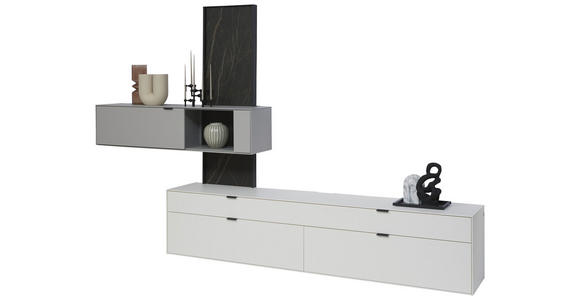 WOHNWAND  in Hellgrau  306/204,9/45,2 cm  - Hellgrau, Design, Glas/Keramik (306/204,9/45,2cm) - Dieter Knoll