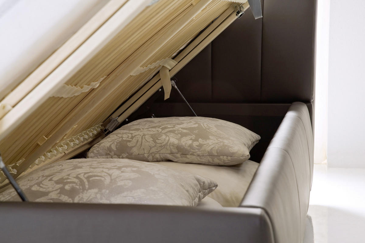 POLSTERBETT 180/200 cm  in Braun  - Chromfarben/Braun, Design, Holz/Textil (180/200cm) - Xora