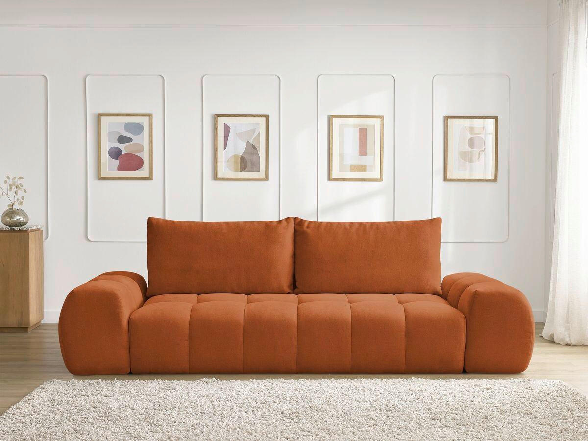 SCHLAFSOFA EVEREST  mit Rücken echt, Armteil links, Armteil rechts Struktur Orange  - Schwarz/Orange, MODERN, Kunststoff/Textil (278/90/115cm)