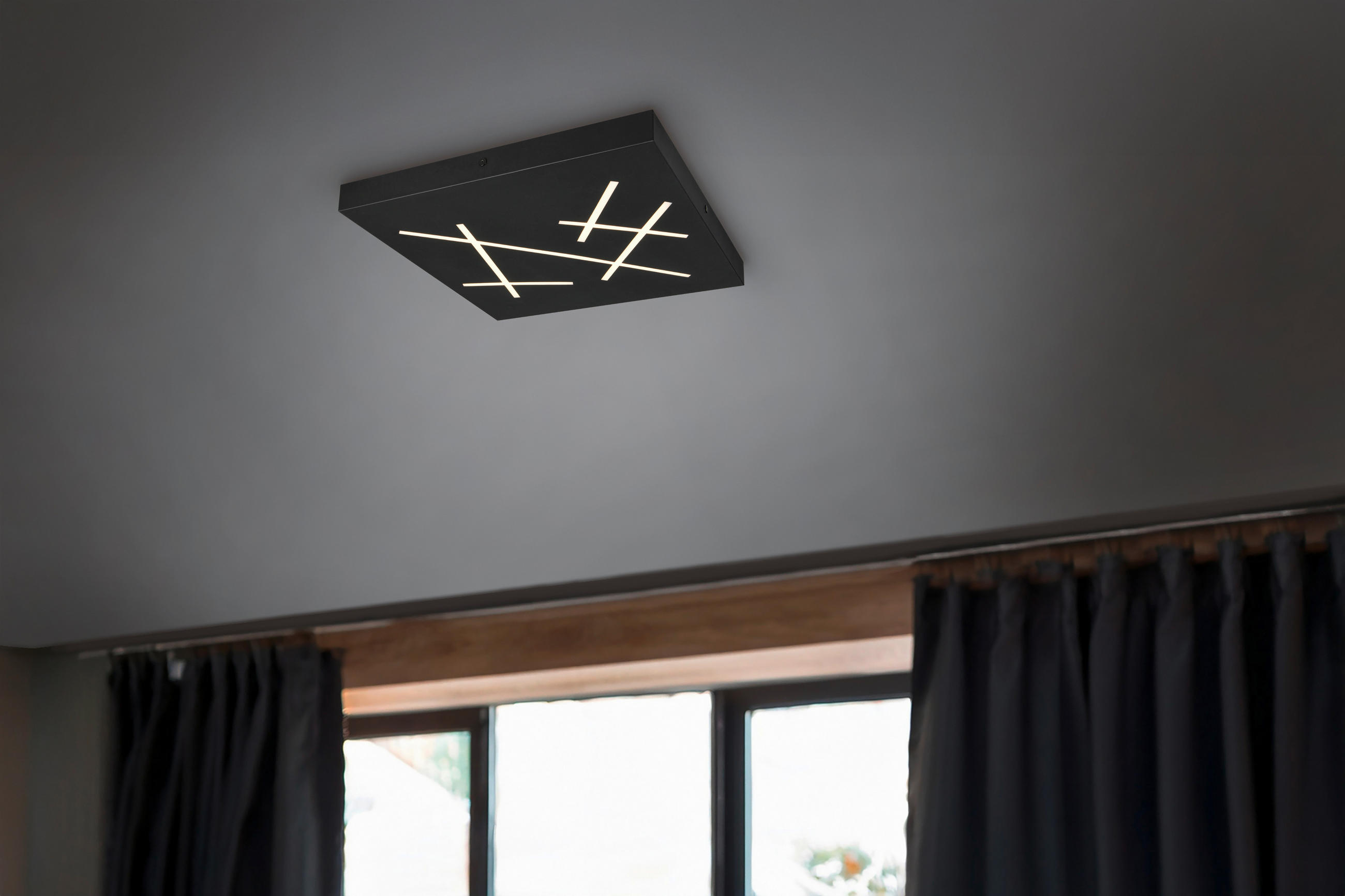 PLAFONIERĂ CU LED - negru, Design, metal (50/50/5cm)