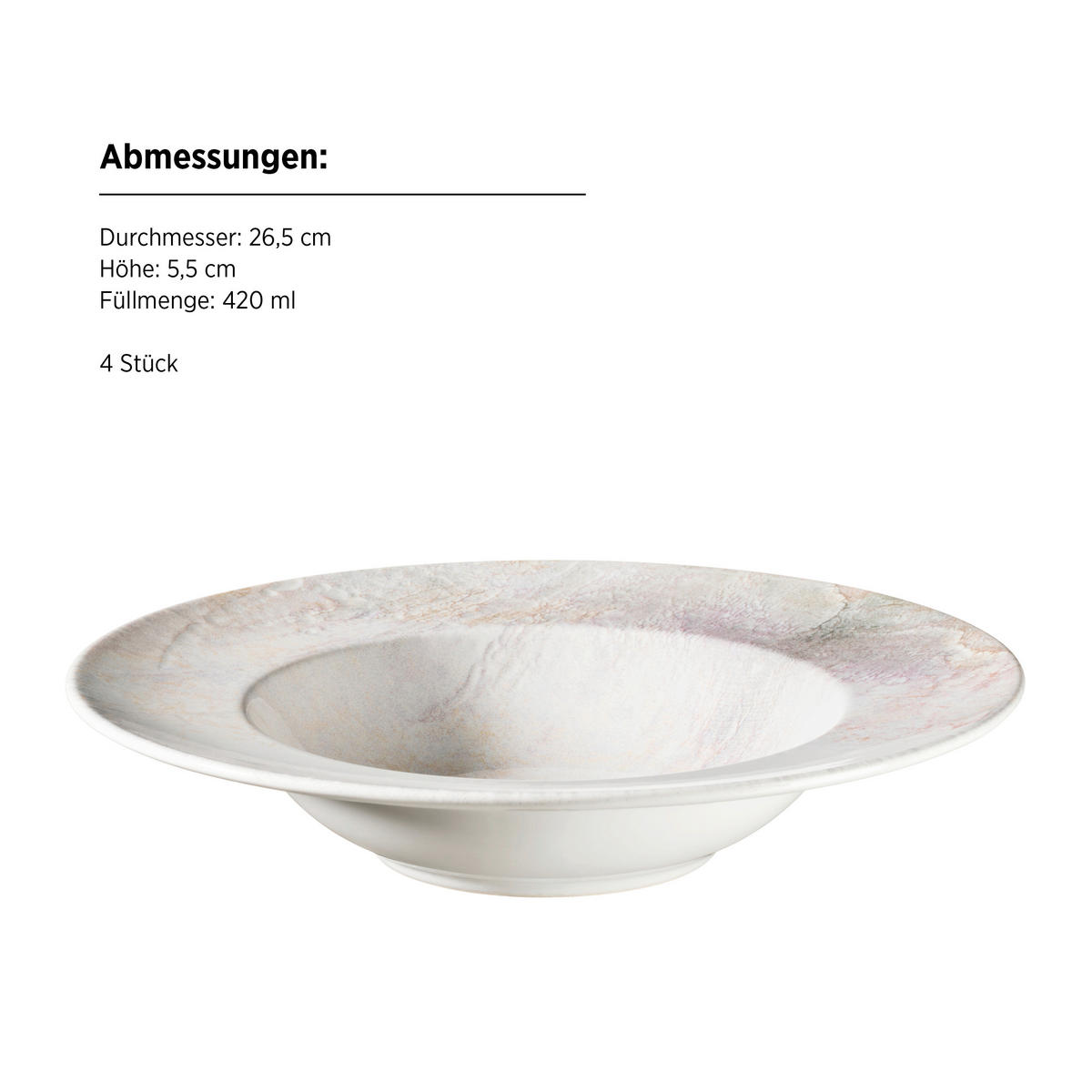 PASTATELLERSET Lila, Weiß 26,5/5,5 cm AQUARELLIA LILA 4-teilig  - Lila/Weiß, Basics, Keramik (26,5/5,5cm) - Mäser