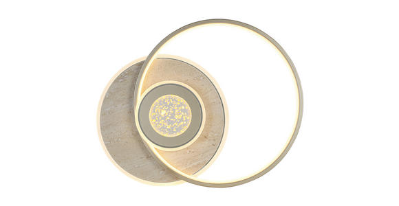 LED-DECKENLEUCHTE Travera 54,5/43/8 cm  - Sandfarben/Chromfarben, Design, Kunststoff/Stein (54,5/43/8cm) - Novel