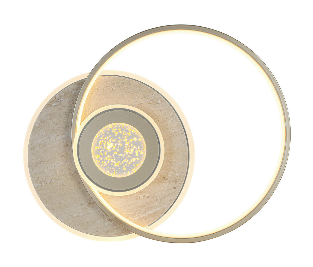 LED PLAFONJERA Travera  - boja hroma/šampanjac, Dizajnerski, kamen/metal (54,5/43/8cm) - Novel