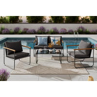 LOUNGEGARNITUR Eisen  - Anthrazit/Schwarz, MODERN, Glas/Textil (125/75/76cm) - Ambia Garden