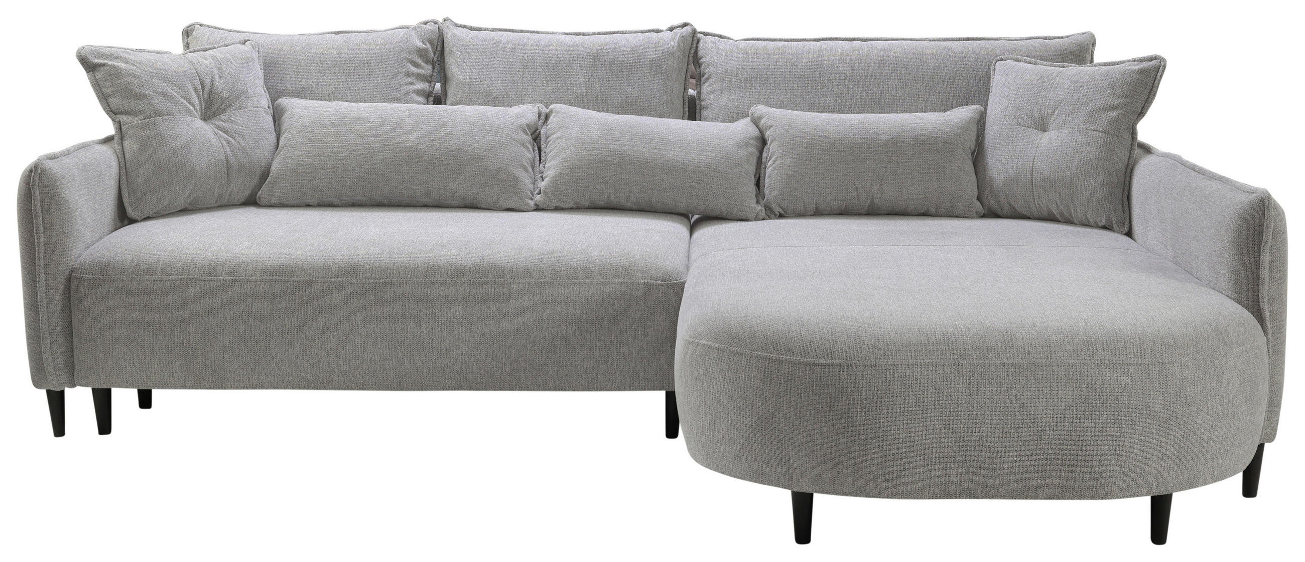 ECKSOFA Hellgrau Chenille  - Hellgrau/Schwarz, MODERN, Textil/Metall (285/200cm) - Carryhome