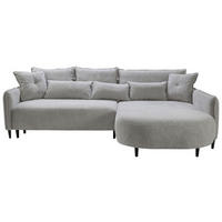 ECKSOFA in Chenille Hellgrau  - Hellgrau/Schwarz, Modern, Textil/Metall (285/200cm) - MID.YOU
