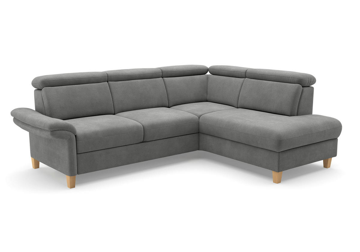ECKSOFA GLENDALE E Grau Flachgewebe  - Eichefarben/Grau, KONVENTIONELL, Holz/Textil (247/193cm) - Sit & More
