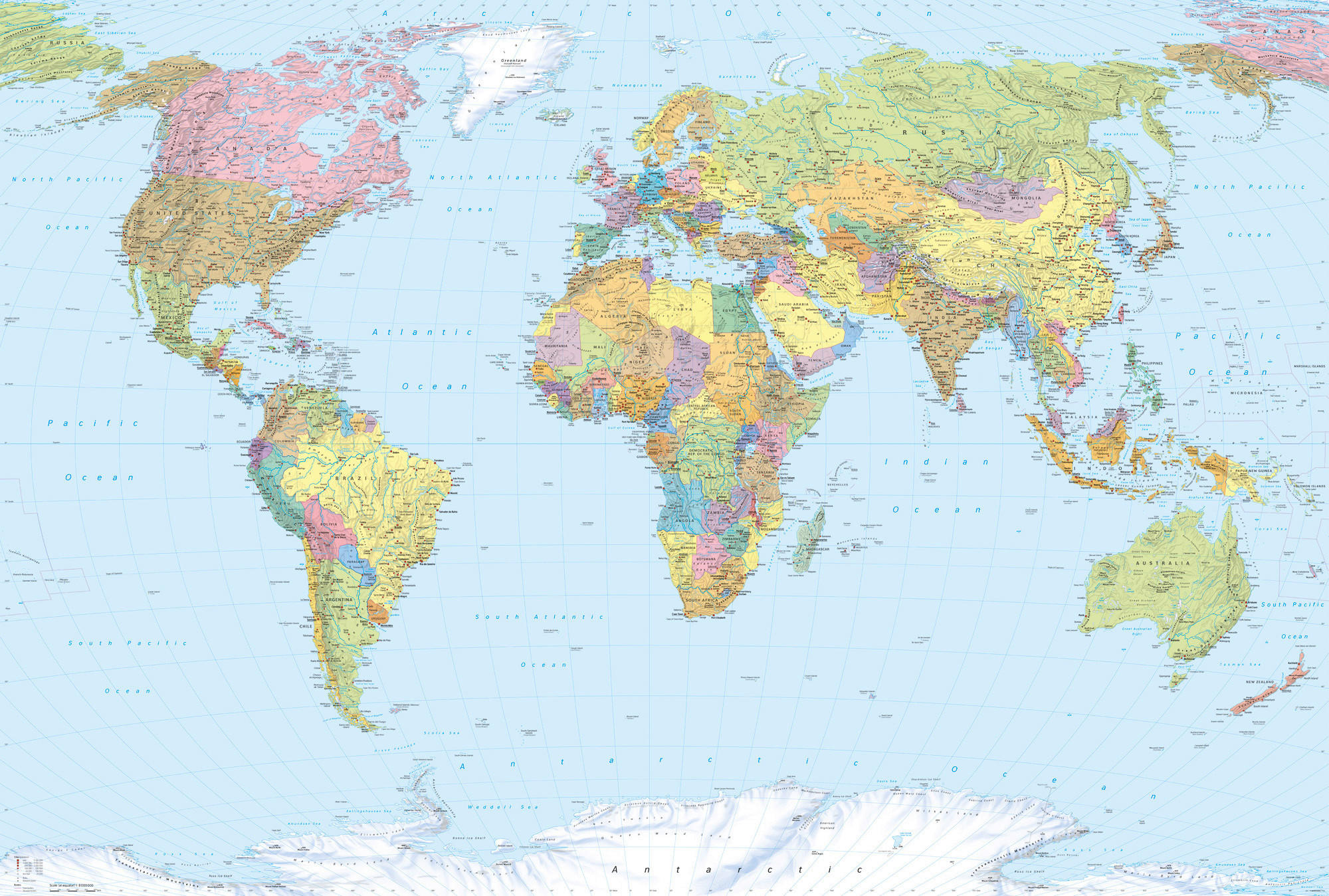 Komar Vliestapete World Map Mehrfarbig 368x248 cm