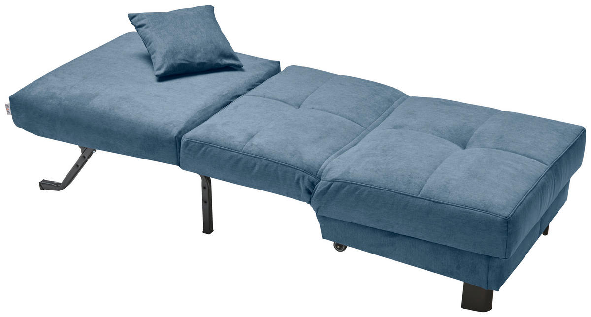 SCHLAFSESSEL Mikrovelours Blau    - Blau/Schwarz, KONVENTIONELL, Textil/Metall (85/85/100cm) - Carryhome