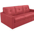 SCHLAFSOFA Bard in Echtleder Rot  - Rot/Hellgrau, KONVENTIONELL, Leder/Kunststoff (206/81/96cm) - Novel
