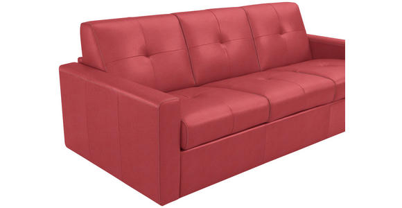 SCHLAFSOFA Bard in Echtleder Rot  - Rot/Hellgrau, KONVENTIONELL, Leder/Kunststoff (206/81/96cm) - Novel