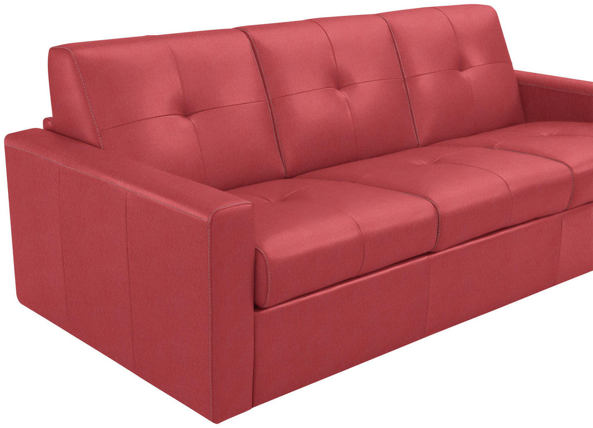 SCHLAFSOFA Rot  - Rot/Hellgrau, Konventionell, Leder/Kunststoff (206/81/96cm) - Novel