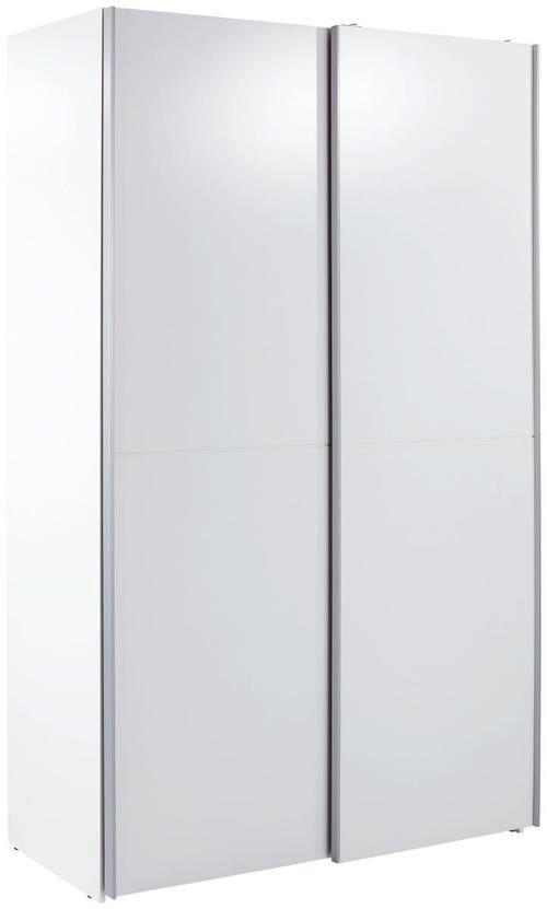 GARDEROB MED SKJUTDÖRRAR 125/195,5/38 cm 2-dörrar - vit/aluminiumfärg, Klassisk, trämaterial (125/195,5/38cm) - Carryhome