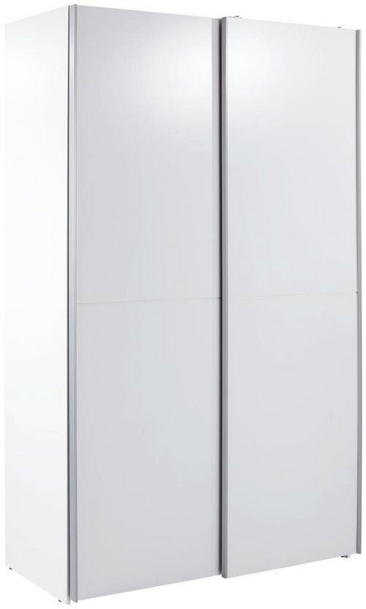 SCHWEBETÜRENSCHRANK 125/195,5/38 cm 2-türig Weiß  - Alufarben/Weiß, KONVENTIONELL, Holzwerkstoff (125/195,5/38cm) - P & B
