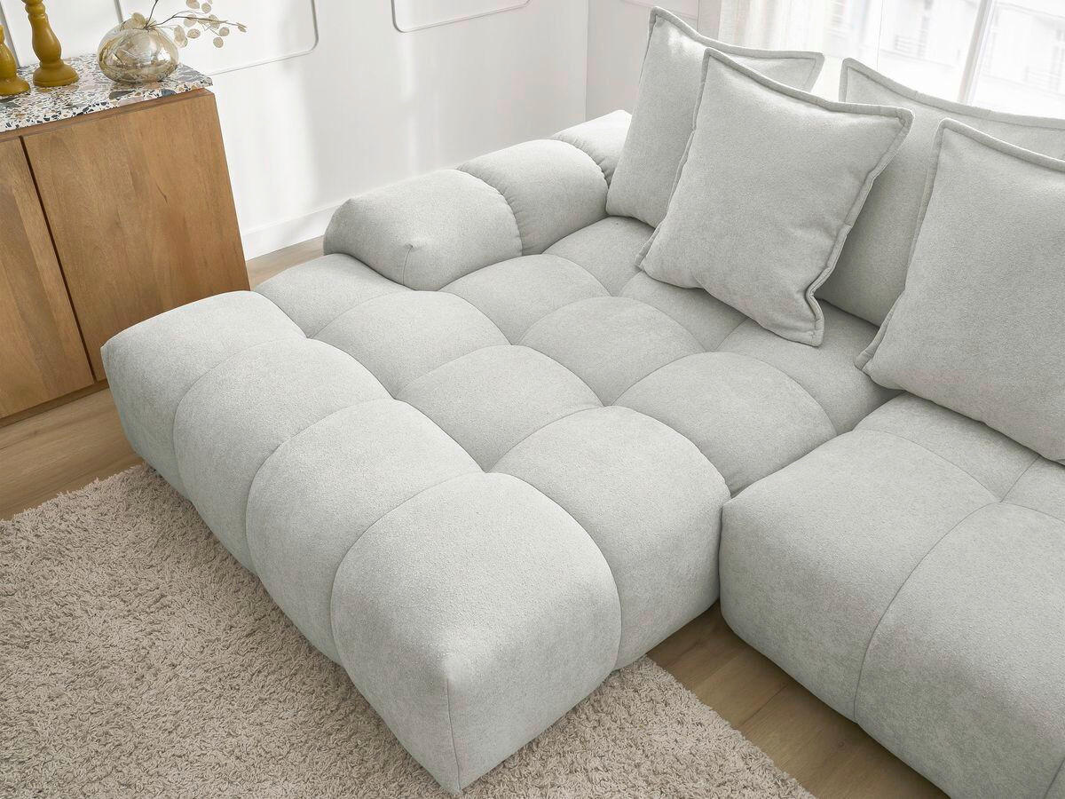 ECKSCHLAFSOFA EVEREST  mit Rücken echt, Armteil links, Armteil rechts Struktur Hellgrau  - Hellgrau/Schwarz, MODERN, Kunststoff/Textil (180/318cm) - Livetastic