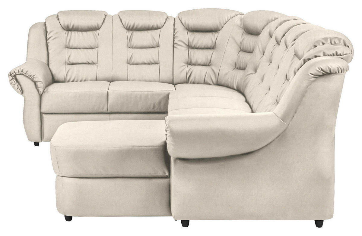 WOHNLANDSCHAFT in Chenille Creme  - Creme/Schwarz, Konventionell, Kunststoff/Textil (216/333/165cm) - Livetastic