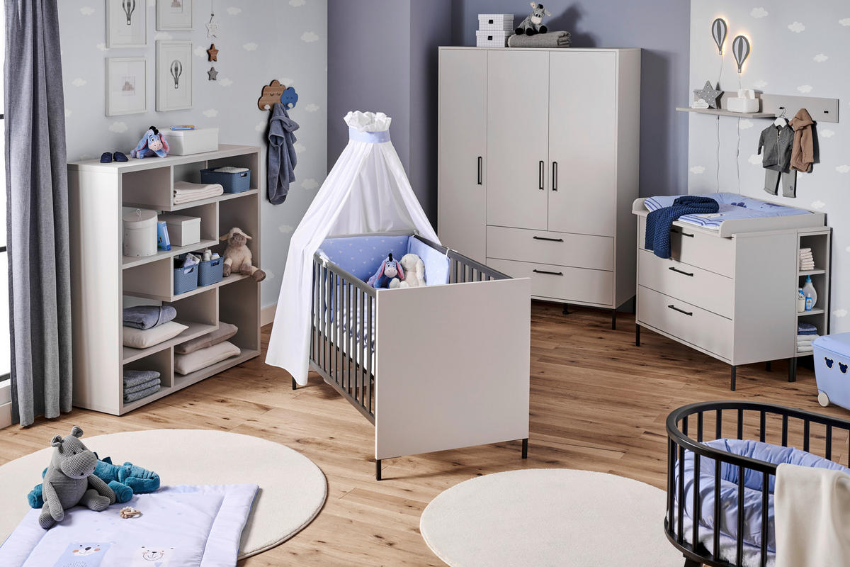 BABYKLEIDERSCHRANK Milan  - Anthrazit/Grau, Basics, Holzwerkstoff/Metall (139/195/51cm) - Jimmylee