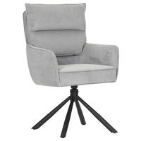 ARMLEHNSTUHL  Stoffauswahl, Sitzfläche 360° drehbar, automatische Rückholfunktion Cord  - Hellgrau/Schwarz, Design, Textil/Metall (60/95/62cm) - Novel