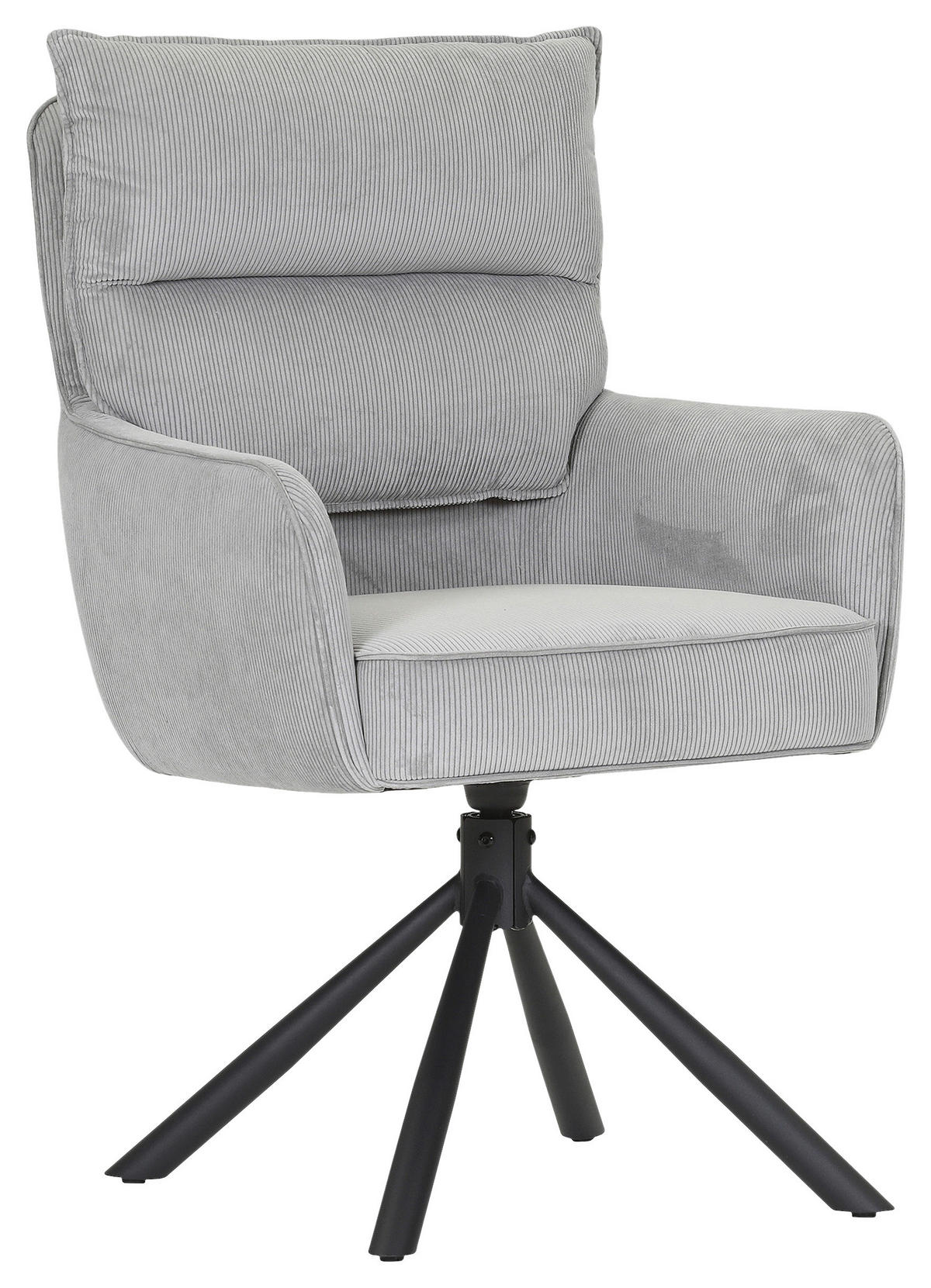 ARMLEHNSTUHL  Stoffauswahl, Sitzfläche 360° drehbar, automatische Rückholfunktion Cord  - Hellgrau/Schwarz, Design, Textil/Metall (60/95/62cm) - Novel