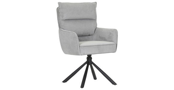 ARMLEHNSTUHL  Stoffauswahl, Sitzfläche 360° drehbar, automatische Rückholfunktion Cord  - Hellgrau/Schwarz, Design, Textil/Metall (60/95/62cm) - Novel
