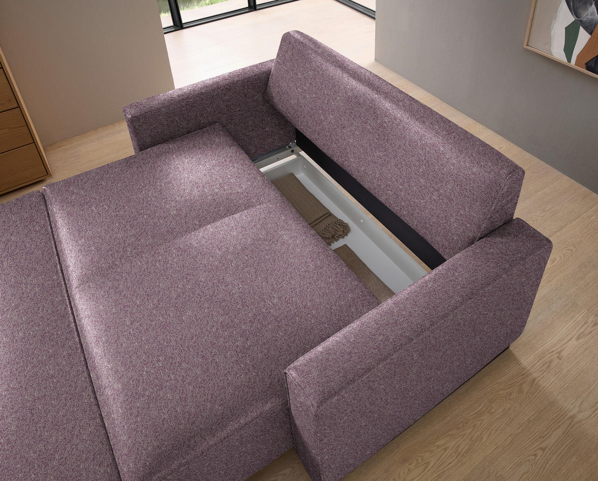 SCHLAFSOFA  in Flachgewebe Beere  - Beere/Schwarz, Design, Textil/Metall (174/90/95cm) - Bali
