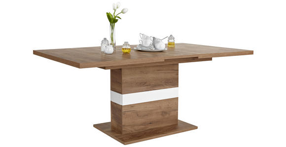 Ausziehbarer Esstisch Avensis 160cm Krafteiche Dunkel - Eichefarben/Weiß, MODERN, Holzwerkstoff (160/76/90cm) - Luca Bessoni