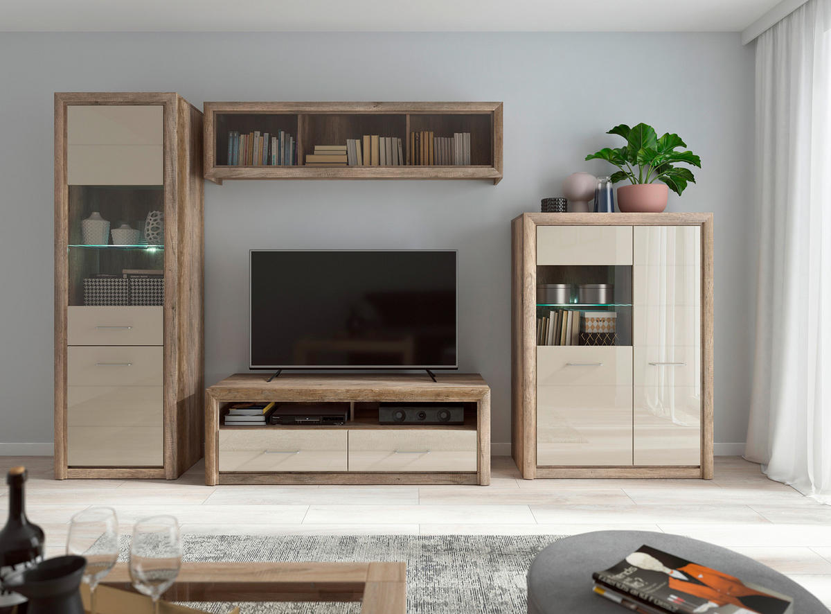 TV-ELEM 143,5/48,5/47,5 cm  - ezüst/fekete, Design, műanyag/faalapú anyag (143,5/48,5/47,5cm) - Venda
