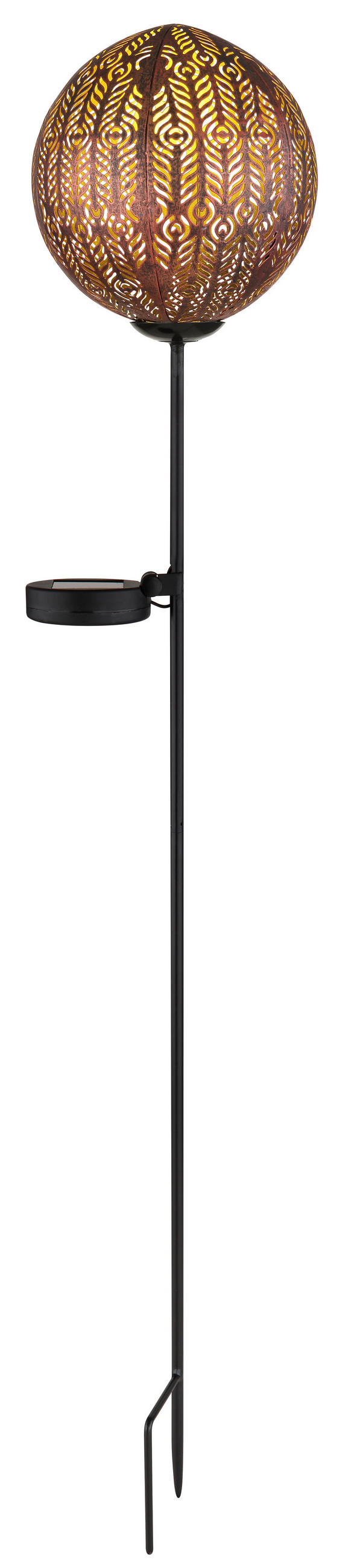 SOLÁRNÍ SVÍTIDLO 15.5/15.5/90 cm - měděné barvy/černá, Basics, kov/plast (15.5/15.5/90cm) - Globo