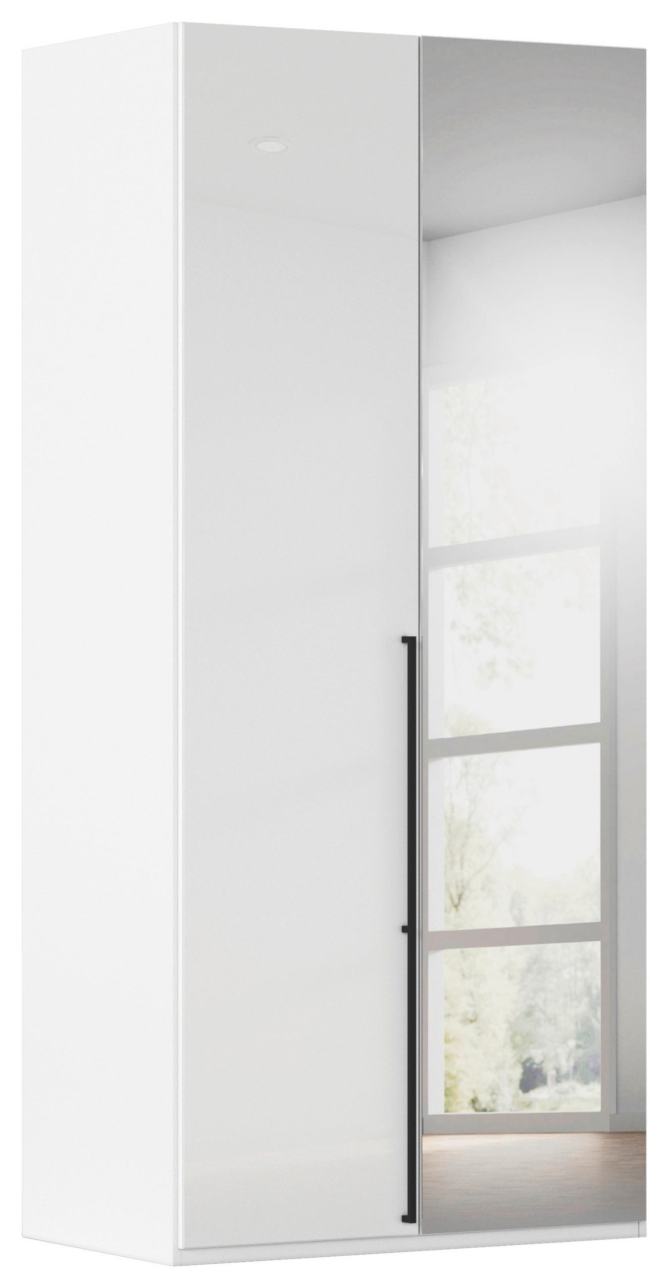 DREHTÜRENSCHRANK 101/223/61 cm,  in Weiß, Weiß Hochglanz, 2-türig  - Chromfarben/Weiß Hochglanz, Basics, Glas/Holzwerkstoff (101/223/61cm) - Novel