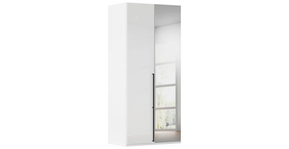 DREHTÜRENSCHRANK 101/223/61 cm,  in Weiß, Weiß Hochglanz, 2-türig  - Chromfarben/Weiß Hochglanz, Basics, Glas/Holzwerkstoff (101/223/61cm) - Novel