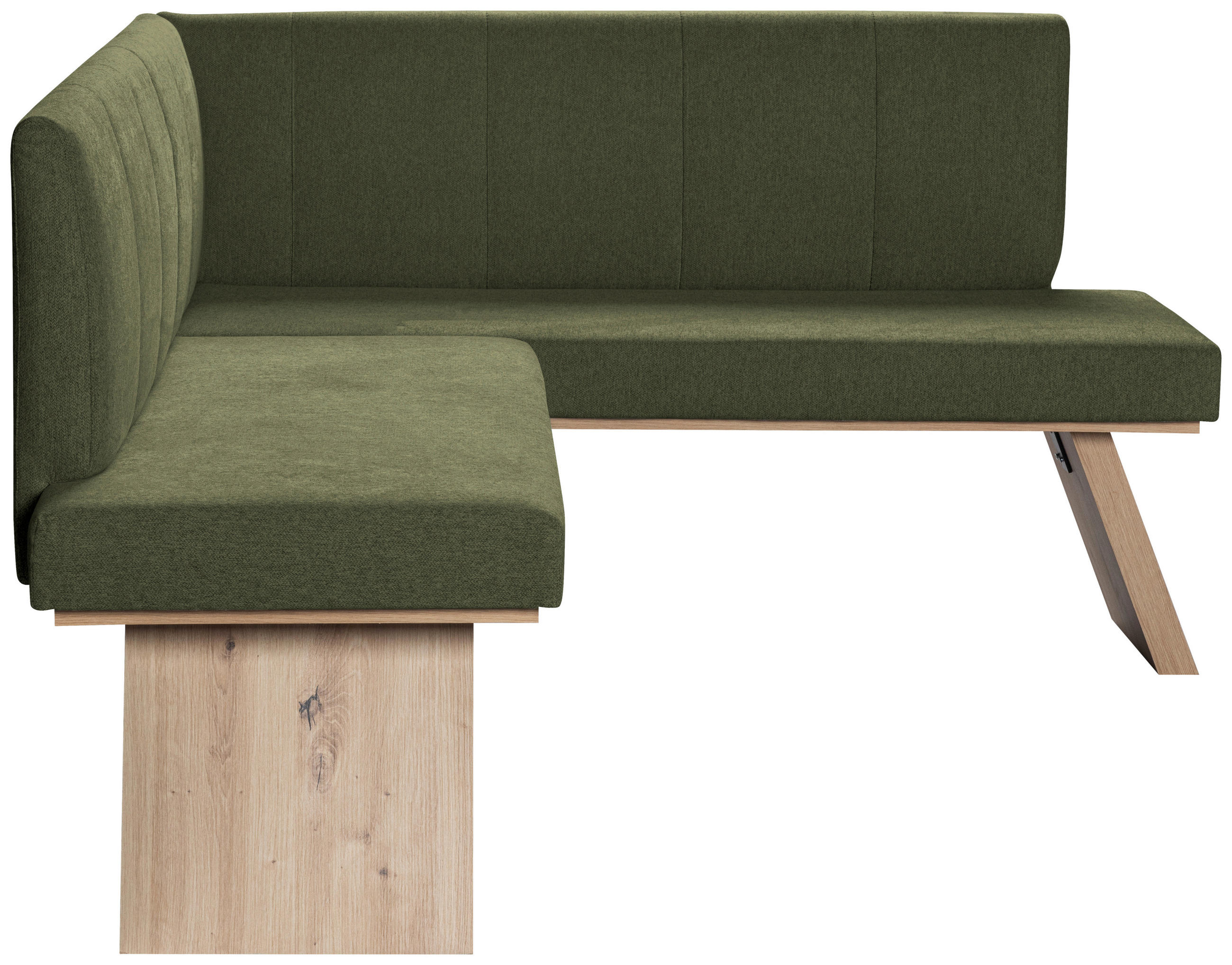 ECKBANK 140/160 cm Webstoff Grün   - Eichefarben/Grün, KONVENTIONELL, Textil (140/160cm)